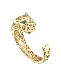 Megan Walford 14k Gold Plated with Emerald Cubic Zirconia Jaguar Open Cuff Bangle Bracelet