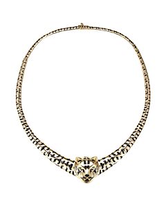 Megan Walford 14K Yellow Gold Plated with Black Enamel Leopard Head Omega Necklace