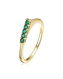 Megan Walford 14k Yellow Gold Plated with Emerald Cubic Zirconia Chevron Tower Ring in Sterling Silver