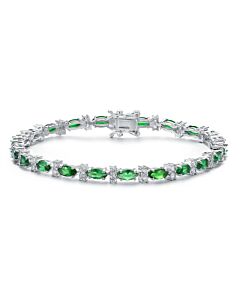 Megan Walford .925 Sterling Silver Clear And Green Cubic Zirconia Tennis Bracelet