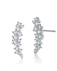 Megan Walford .925 Sterling Silver Clear Cubic Zirconia Cluster Stud Earrings