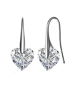 Megan Walford .925 Sterling Silver Cubic Zirconia Heart Hook Earrings