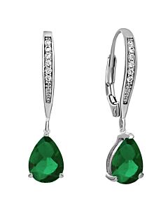 Megan Walford .925 Sterling Silver Emerald Cubic Zirconia Dangling Earrings