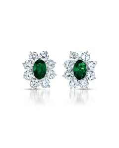Megan Walford .925 Sterling Silver Emerald Cubic Zirconia Flower Stud Earrings