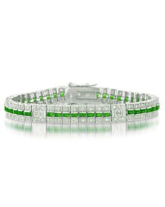 Megan Walford .925 Sterling Silver Emerald Cubic Zirconia Stripe Bracelet