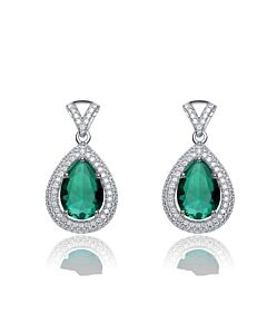 Megan Walford .925 Sterling Silver Emerald Cubic Zirconia Teardrop Earrings