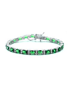 Megan Walford .925 Sterling Silver Emerald Cubic Zirconia Tennis Bracelet