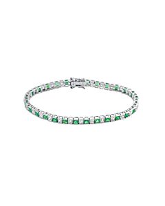 Megan Walford .925 Sterling Silver Emerald Cubic Zirconia Tennis Bracelet