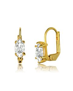 Megan Walford .925 Sterling Silver Gold Plated Cubic Zirconia Leverback Drop Earrings