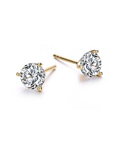 Megan Walford .925 Sterling Silver Gold Plated Cubic Zirconia Solitaire Stud Earrings