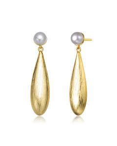 Megan Walford .925 Sterling Silver Gold Plated Freshwater Drop Pearl Modern Earrings