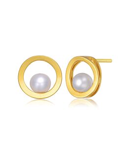 Megan Walford .925 Sterling Silver Gold Plated Freshwater Pearl Stud Earrings