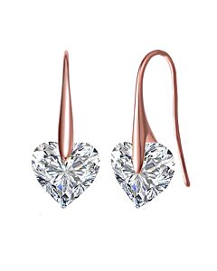 Megan Walford .925 Sterling Silver Rose Gold Plated Cubic Zirconia Heart Hook Earrings