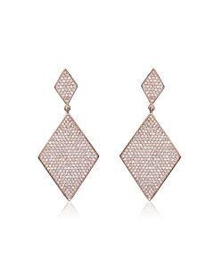 Megan Walford .925 Sterling Silver Rose Gold Plated Cubic Zirconia Pave Drop Earrings
