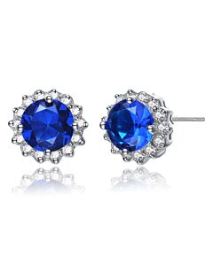 Megan Walford .925 Sterling Silver Sapphire Cubic Zirconia Button Earrings