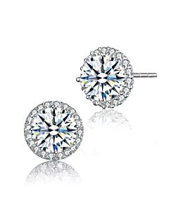 Megan Walford .925 Sterling Silver White Gold Plated Cubic Zirconia Stud Earrings