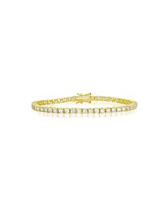 Megan Walford Classic Gold Overlay Sterling Silver Round Clear Cubic Zirconia Tennis Bracelet