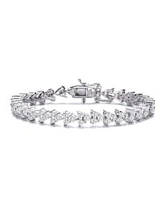 Megan Walford Classic Sterling Silver Round Clear Cubic Zirconia Tennis Bracelet