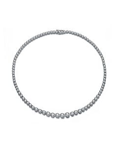 Megan Walford Classic Sterling Silver Round Clear Cubic Zirconia Tennis Necklace