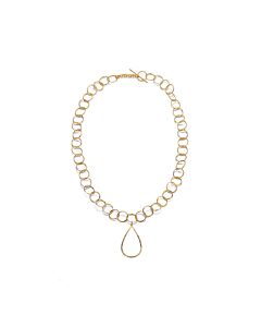 Megan Walford Classy Gold and Black Over Sterling Silver Round Clear Cubic Zirconia Link Necklace