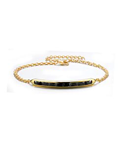 Megan Walford Classy Gold Overlay Sterling Silver Baguette Black Cubic Zirconia Bar Bracelet