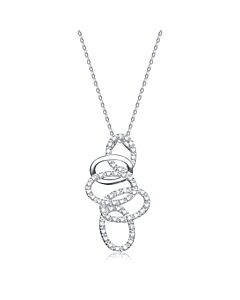 Megan Walford Classy Sterling Silver Round Clear Cubic Zirconia Pendant Necklace