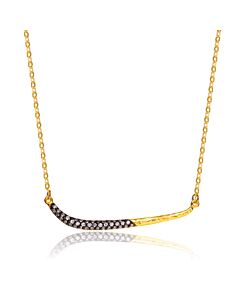 Megan Walford Classy Sterling Silver Two-Tone Round Clear Cubic Zirconia Pendant Necklace