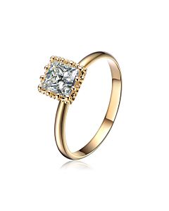 Megan Walford Elegant Gold Over Sterling Silver Princess Cubic Zirconia Solitaire Ring