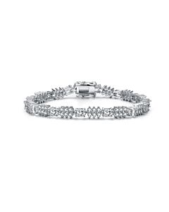 Megan Walford Elegant Sterling Silver Oval and Round Clear Cubic Zirconia Tennis Bracelet