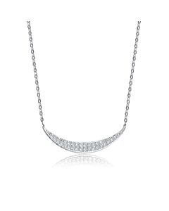 Megan Walford Elegant Sterling Silver Round Clear Cubic Zirconia Bar Necklace
