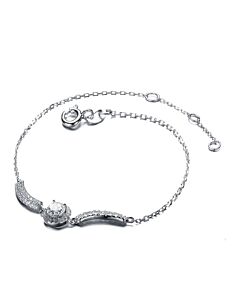 Megan Walford Elegant Sterling Silver Round Clear Cubic Zirconia Chain Bracelet