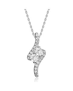 Megan Walford Elegant Sterling Silver Round Clear Cubic Zirconia Solitaire Pendant Necklace