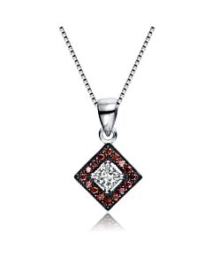 Megan Walford Elegant Sterling Silver Three-Tone Solitaire Pendant Necklace