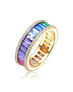 Megan Walford Gold Over Sterling Silver Cubic Zirconia Band Ring