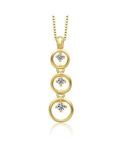 Megan Walford Gold Over Sterling Silver Cubic Zirconia Triple Hoop Necklace