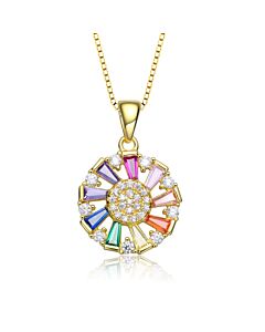 Megan Walford Gold Over Sterling Silver Cubic Zirconia Wreath Pendant Necklace