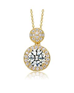 Megan Walford Gold Over Sterling Silver Round Cubic Zirconia Halo Necklace