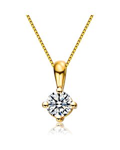 Megan Walford Gold Over Sterling Silver Round Cubic Zirconia Solitaire Necklace