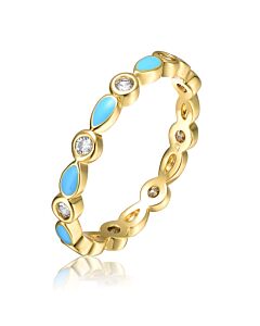 Megan Walford Rachel Glauber Young Adults/Teens 14k Yellow Gold Plated with Cubic Zirconia Colorful Enamel Stacking Ring