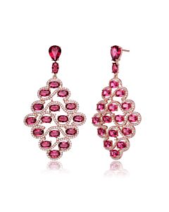 Megan Walford Rose Gold Plated Red Cubic Zirconia Drop Earrings