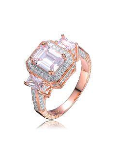 Megan Walford Rose Over Sterling Silver Clear Cubic Zirconia Engagement Ring