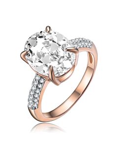 Megan Walford Rose Over Sterling Silver Pear and Round Cubic Zirconia Engagement Ring