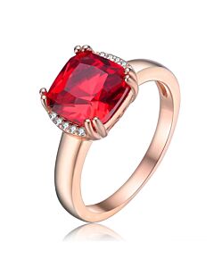 Megan Walford Rose Over Sterling Silver Red Cubic Zirconia Ring