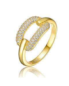 Megan Walford Sterling Silver 14K Gold Plated and Cubic Zirconia 2-Row Modern Ring