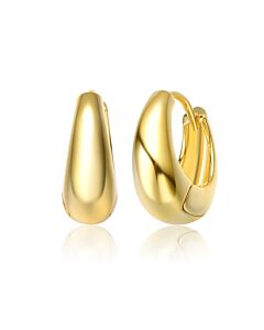 Megan Walford Sterling Silver 14K Gold Plated Clear Cubic Zirconia Hoop Hinged Post Earrings