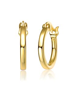 Megan Walford Sterling Silver 14K Gold Plated Clear Cubic Zirconia Hoop Saddle Back Earrings