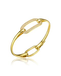 Megan Walford Sterling Silver 14K Yellow Gold Plated Clear Cubic Zirconia Bangle Bracelet