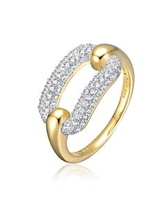 Megan Walford Sterling Silver 14k Yellow Gold Plated with Cubic Zirconia Open Link Stacking Ring