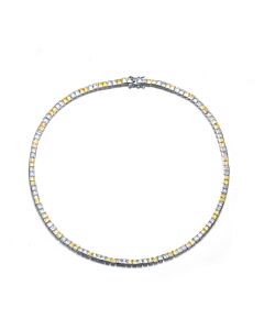 Megan Walford Sterling Silver Alternating Yellow and Clear Cubic Zirconia Necklace