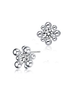 Megan Walford Sterling Silver Balls with Round Cubic Zirconia Stud Earrings